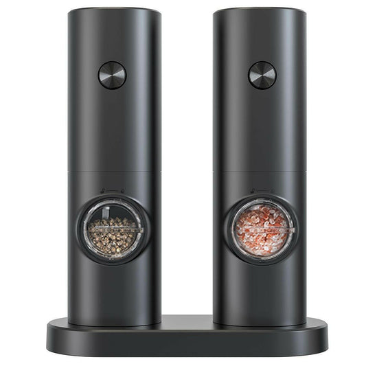 Electric Spice Grinder Set 2 Pack Salt and Pepper Mill with Stand.