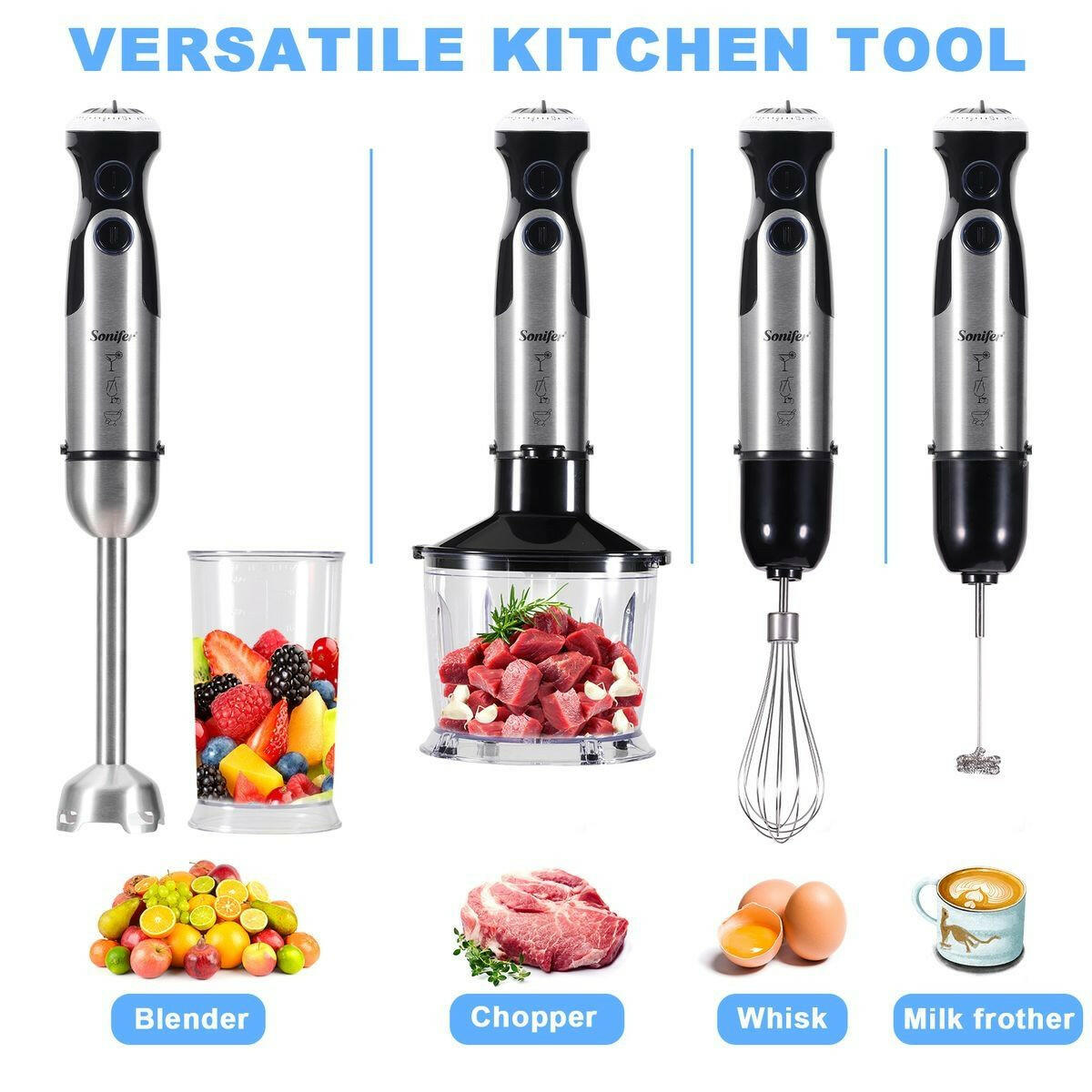 5 In 1 Stick Blender 1000W Hand Blender Set 21-Speed.