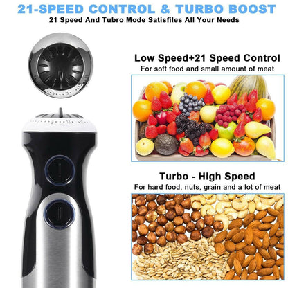 5 In 1 Stick Blender 1000W Hand Blender Set 21-Speed.